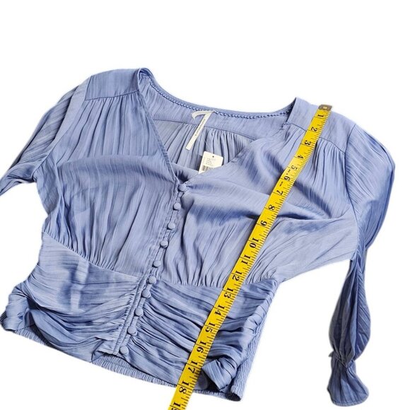 Anthropologie Womens Smocked Button Front V-Neck Cinched Sleeve Size Small - Picture 7 of 10